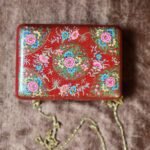 Kashmir Papier Mache Clutch with Red base and Hazara Floral Lacquered design