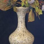 Metallic vase for bride room decor personalized wedding gifts. Real gold painted handmade in Kashmir India-
