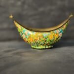 Vintage brass fruit bowl for kitchen decor, real gold artwork-