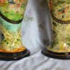 25" Tall Lacquered Floral Vase Pair - Metallic Colors on Paper Mache