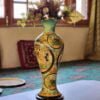 25" Tall Lacquered Floral Vase Pair - Metallic Colors on Paper Mache
