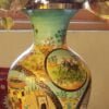 25" Tall Lacquered Floral Vase Pair - Metallic Colors on Paper Mache