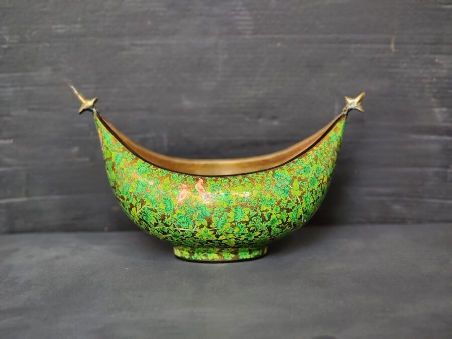 Brass Bowl Decor Handmade Rose Bowl Vase- Vintage Real Gold Floral Art-