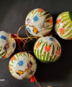Bridal party gifts hanging decor Baubles lacquered paper mache Kashmir-