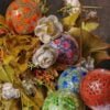Christmas ornaments hanging decor balls paper mache (set of 4)