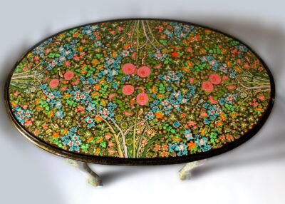 Crafted Table Handmade Painted vintage Kashmir Real gold paper mache lacquered art-