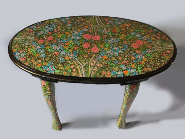 Crafted Table Handmade Painted vintage Kashmir Real gold paper mache lacquered art-