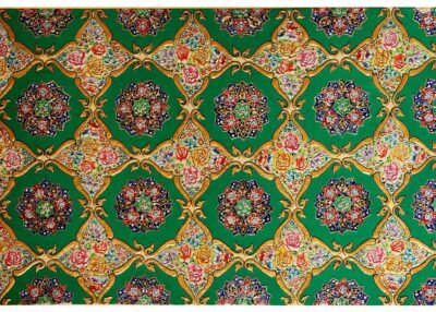 Hand-Painted Indo-Persian Wooden Panel - Geometric Floral with Roses