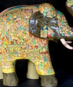 Elephant Sculpture paper mache decor - Mughal Trumpet Made in Kashmir India-