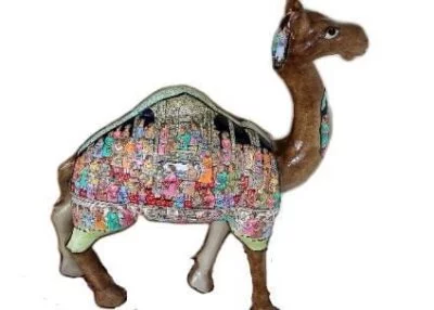 Exquisite Camel Statue Figurines: Antique Paper Mache Mughal Design Sculpture Ornaments for Home Decor