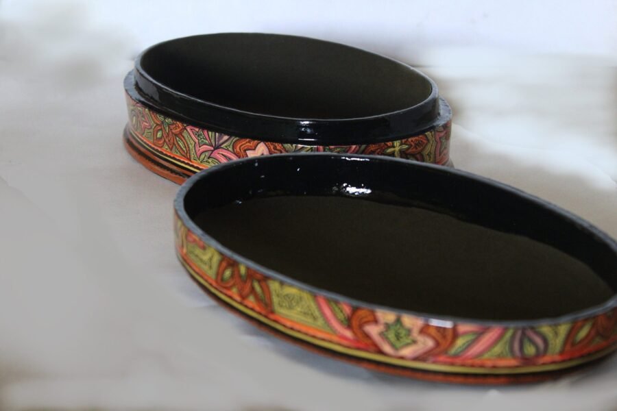 Exquisite Mystery Boxes from Kashmir: Cedar Jewelry Box Made of Lacquered Papier Mache