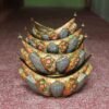 Exquisite Paper Mache and Brass Fruit Bowl Set with Floral Motifs - Set of 4
