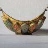 Exquisite Paper Mache and Brass Fruit Bowl Set with Floral Motifs - Set of 4,Painted Brass Fruit Bowls set of 4