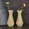 Paper Mache Flower Vase Pair,Flower vase pair handcrafted brass and paper mache lacquered-