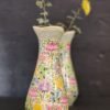 Flower vase pair handcrafted brass and paper mache lacquered-