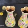 Flower vase pair handcrafted brass and paper mache lacquered-