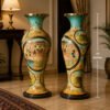 all Lacquered Floral Vase Pair - Metallic Colors on Paper Mache