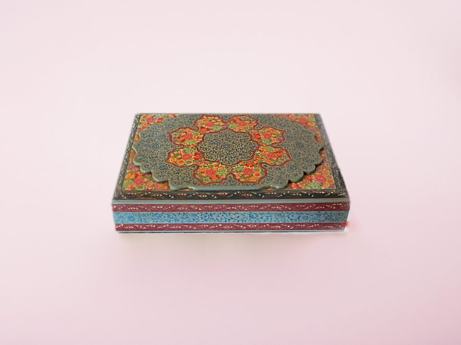 paper mache hazara,Vintage Kashmiri Lacquer Box, Hazara Floral Art, Paper Mache, Handcrafted, Vintage Charm