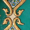 Hand-Painted Indo-Persian Wooden Panel - Geometric Floral with Roses