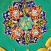 Hand-Painted Indo-Persian Wooden Panel - Geometric Floral with Roses