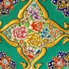 Hand-Painted Indo-Persian Wooden Panel - Geometric Floral with Roses