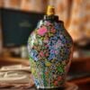 Hand-painted night lamp | wooden art deco lamp | kashmir paper mache-