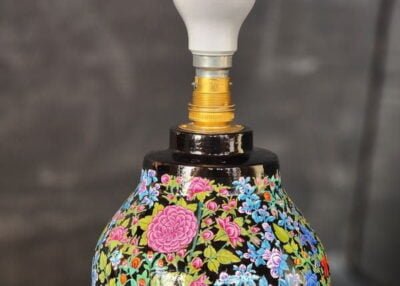 Hand-painted night lamp | wooden art deco lamp | kashmir paper mache-