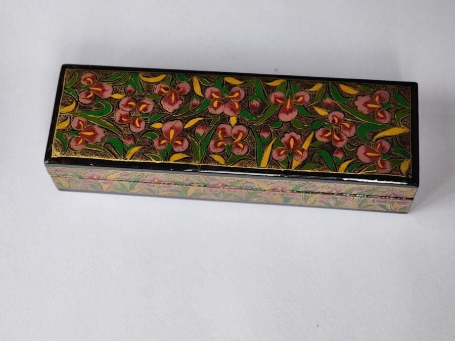 Handmade pencil pouch the personalized summer gifts box with floral painting paper mache