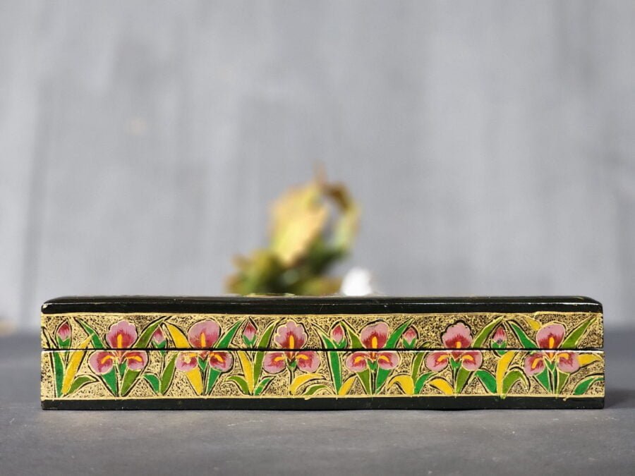 Handmade pencil pouch the personalized summer gifts box with floral painting paper mache