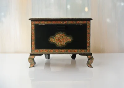 Handmade Jewelry Trunk, Jewelry trunk Handmade table desk with real gold art, a perfect bedroom piece-