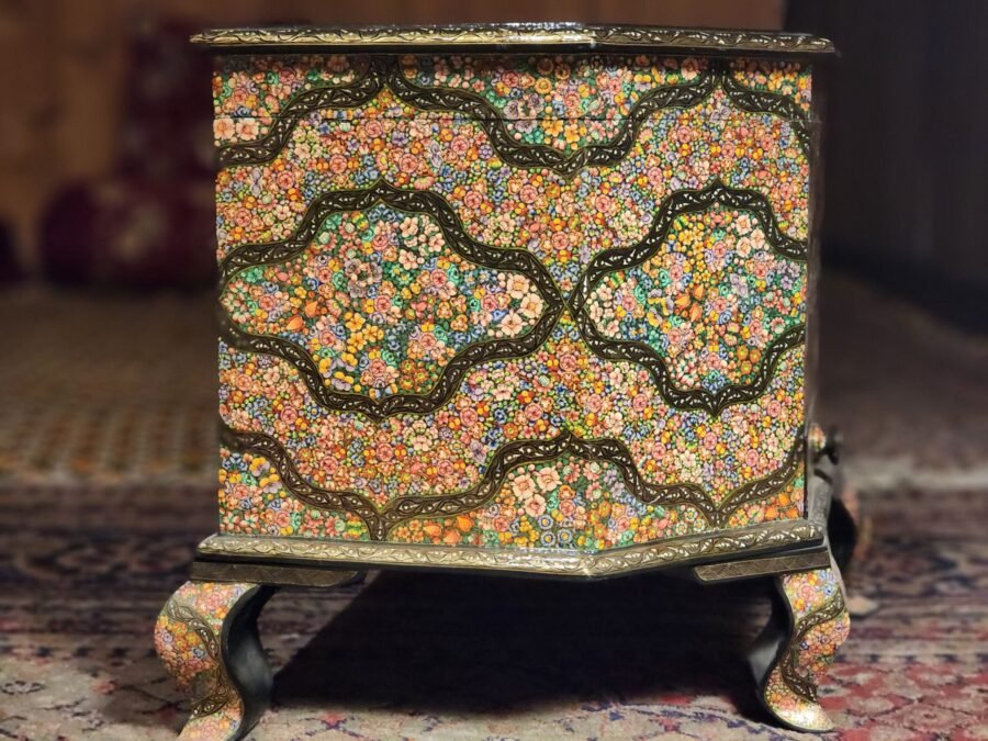 Jewelry trunk Handmade table desk with real gold art, a perfect bedroom piece-