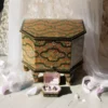 Handmade Jewelry Trunk, Jewelry trunk Handmade table desk with real gold art, a perfect bedroom piece-