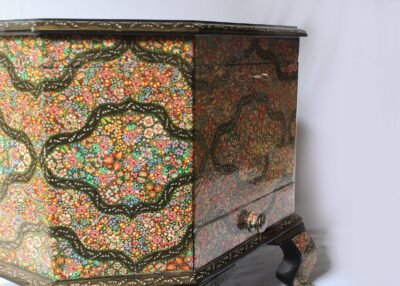 Jewelry trunk Handmade table desk with real gold art, a perfect bedroom piece-