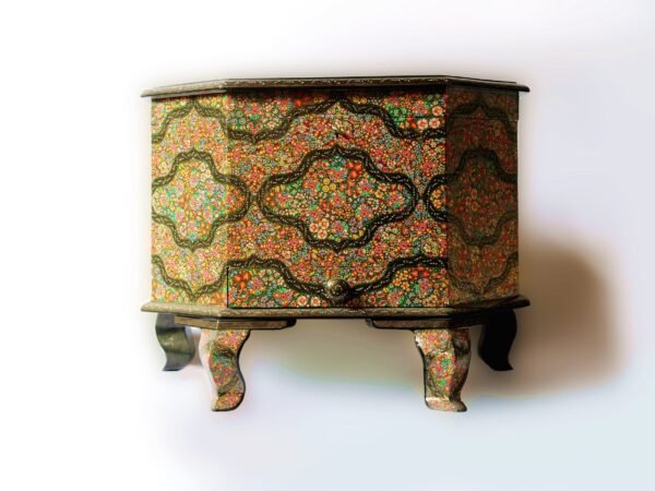 Jewelry trunk Handmade table desk with real gold art, a perfect bedroom piece-