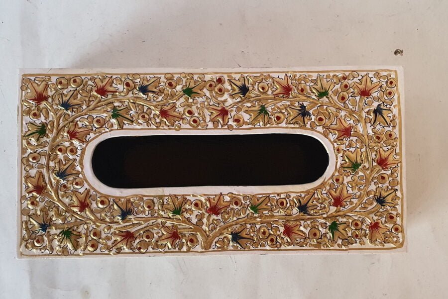 Kashmir Paper mache napkin box - Handmade for car and kitchen decor ( Made to order)
