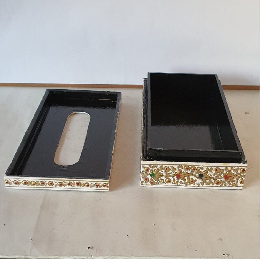 Kashmir Paper mache napkin box - Handmade for car and kitchen decor ( Made to order)