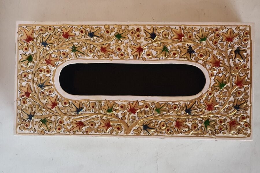Kashmir Paper mache napkin box - Handmade for car and kitchen decor ( Made to order)