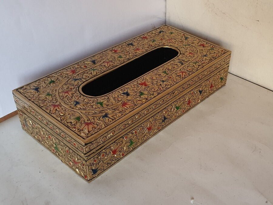 Kashmir Paper mache napkin box - Handmade for car and kitchen decor ( Made to order)