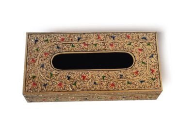 Kashmir Paper mache napkin box - Handmade for car and kitchen decor ( Made to order)