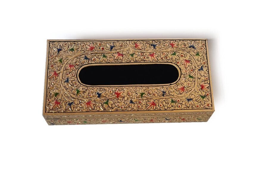 Kashmir Paper mache napkin box - Handmade for car and kitchen decor ( Made to order)