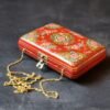 Kashmir Papier Mache Clutch with Red base and Hazara Floral Lacquered design