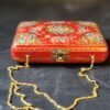 Kashmir Papier Mache Clutch with Red base and Hazara Floral Lacquered design