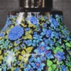 Lamp base Blue floral mid century decor made of paper mache in Kashmir-