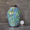 Lamp base Blue floral mid century decor made of paper mache in Kashmir-