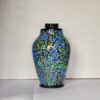 Lamp base Blue floral mid century decor made of paper mache in Kashmir-
