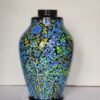 Lamp base Blue floral mid century decor made of paper mache in Kashmir-