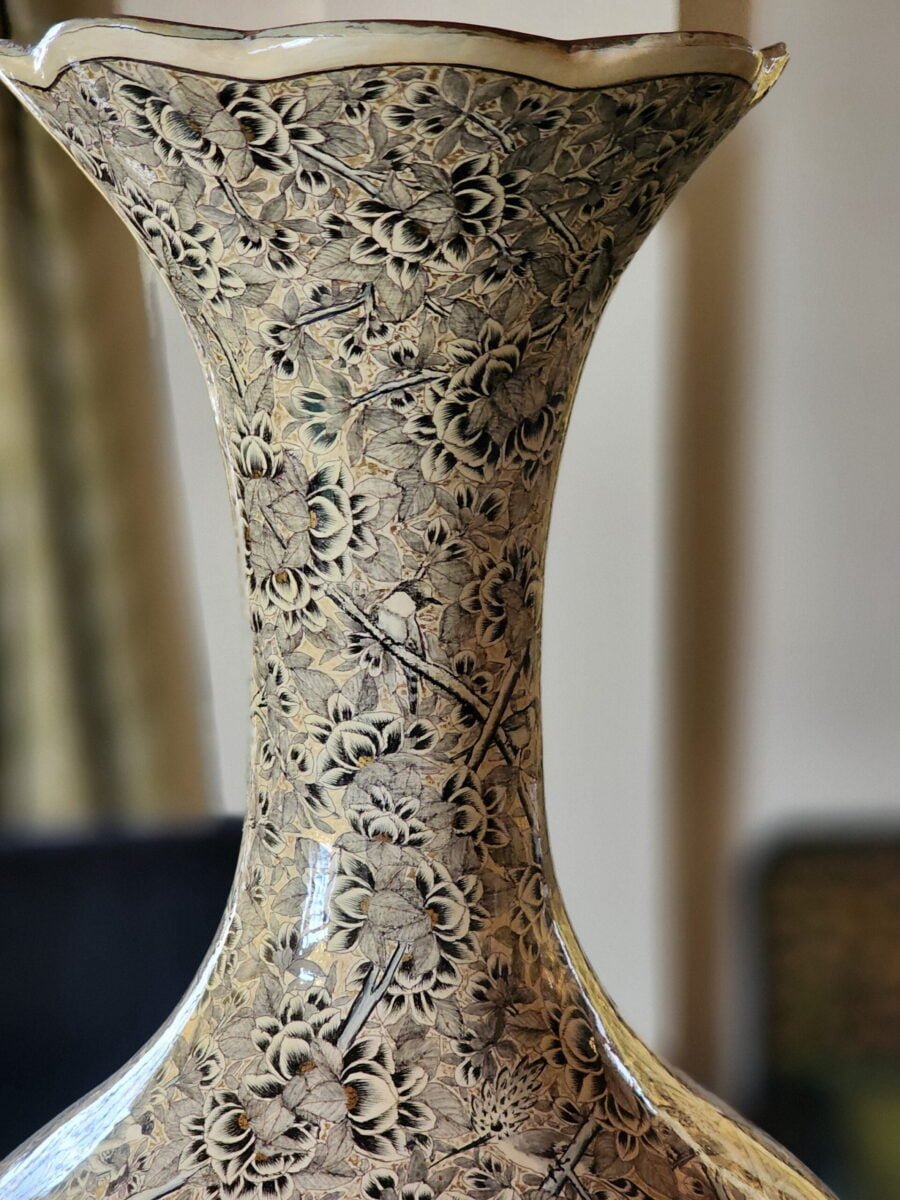 Metallic vase for bride room decor personalized wedding gifts. Real gold painted handmade in Kashmir India-