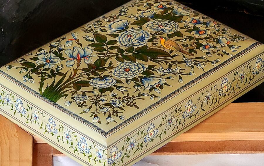 Mughal Art Floral and Bird Lacquered Jewelry Box - Perfect for Holiday Decor and Gifting