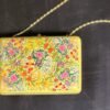Paper Mache Clutch with Yellow base and Hazara Floral Lacquered design