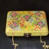 Paper Mache Clutch with Yellow base and Hazara Floral Lacquered design